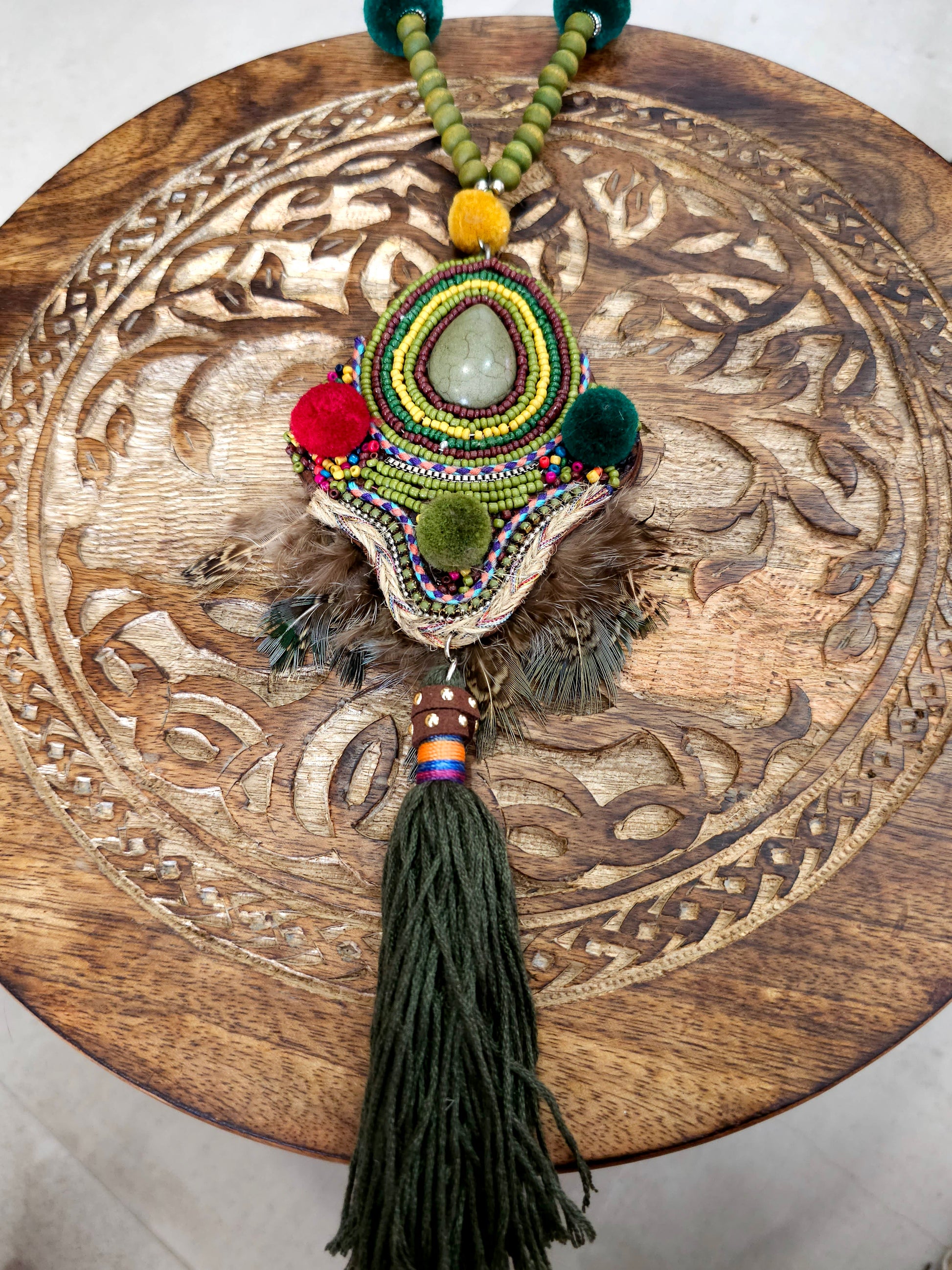 Bohemian Spirit Green Necklace with Teardrop Pendant
