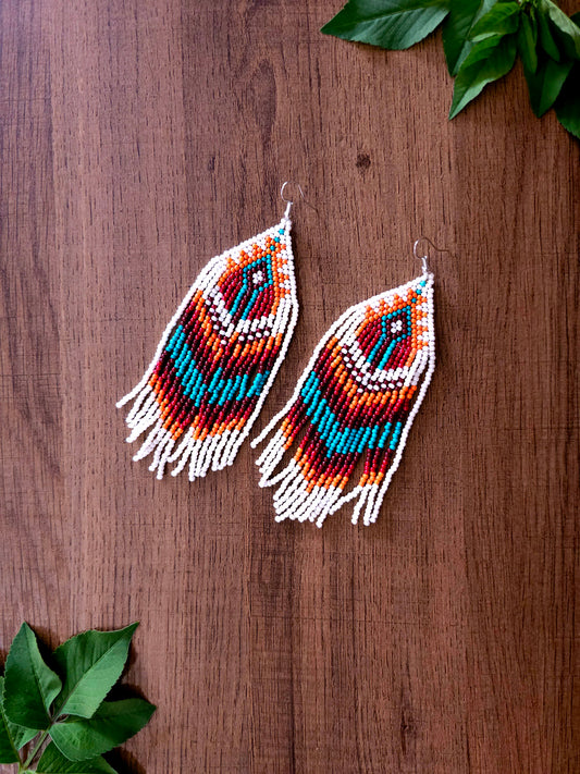 Radiant Cascade Earrings with Colorful Beads and Fringe