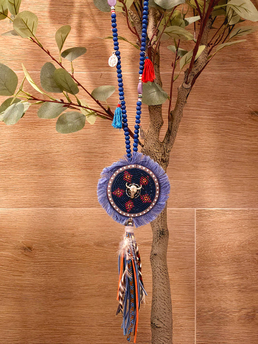 Majestic Splendor Necklace with Beaded Pendant and Tassels