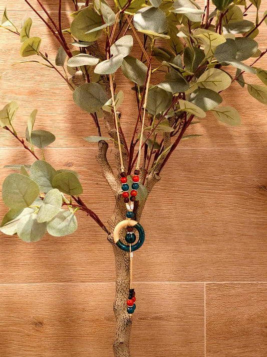 Earthy Harmony Necklace with Circular Pendant and Beads