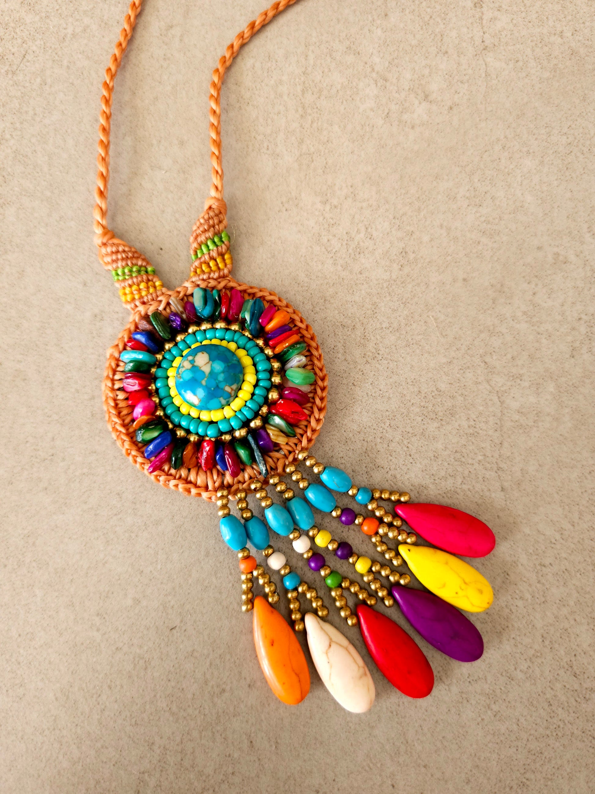 Vibrant Medallion Necklace with Colorful Round Pendant
