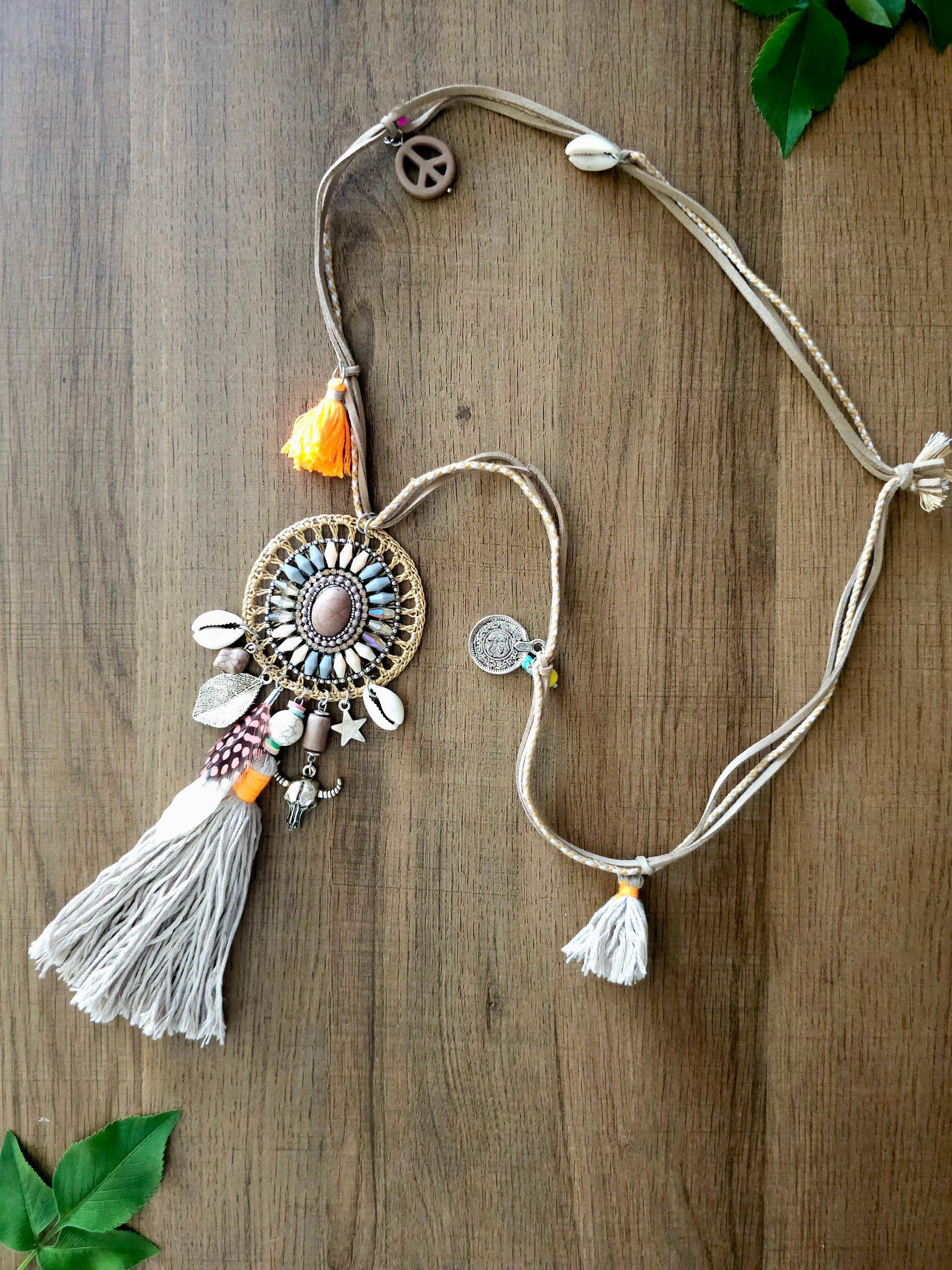 Boho Desert Necklace featuring Seashells and Tassels