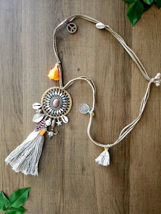 Boho Desert Necklace featuring Seashells and Tassels