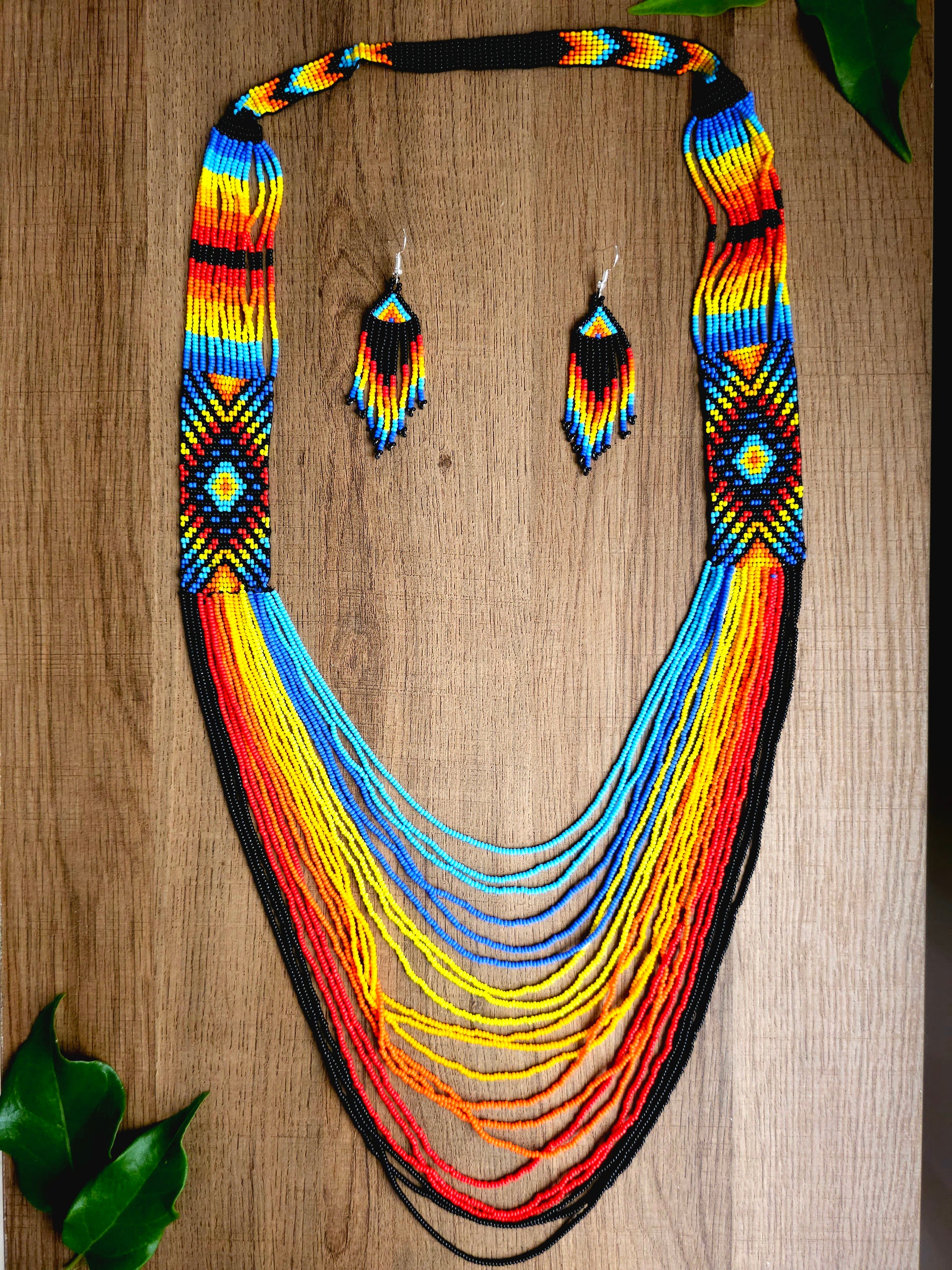 Fire and Sky Set Necklace and Earrings in Bold Colors