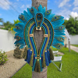 Peacock Spirit © Textile Cocar Wall Art - Size M