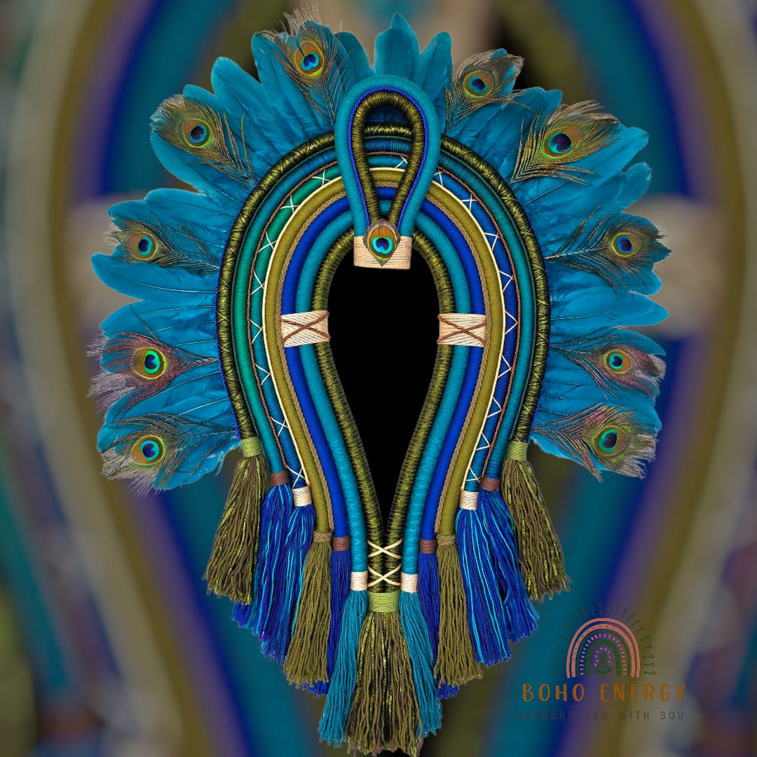 Peacock Spirit © Textile Cocar Wall Art - Size M