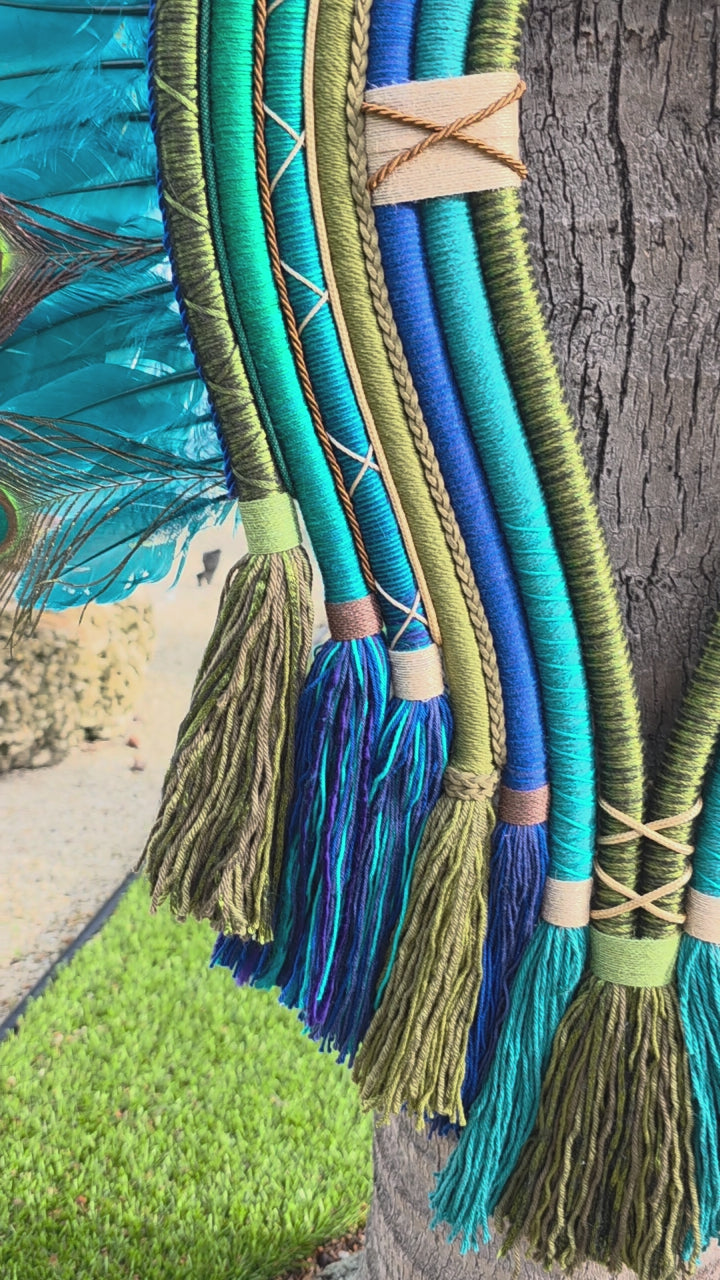 Peacock Spirit © Textile Cocar Wall Art - Size M