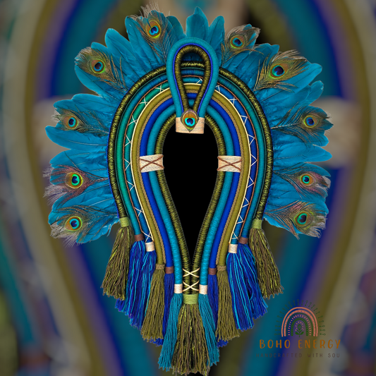 Peacock Spirit © Textile Cocar Wall Art - Size M